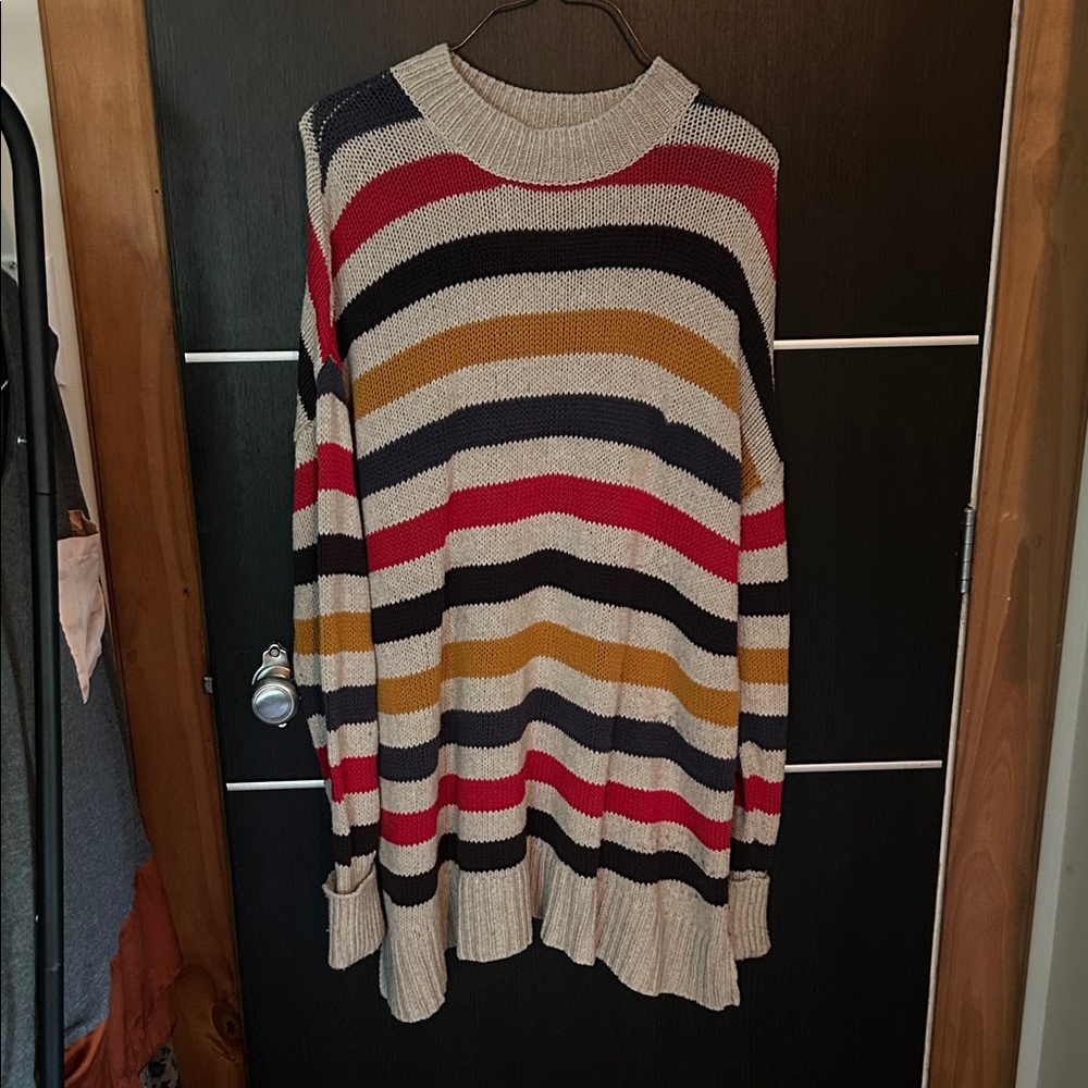 BDG Red, Yellow, and Navy Striped Sweater